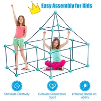 Kids Crazy Construction Fort Building Kit 81 Pieces Indoor & Outdoor Gift Toys