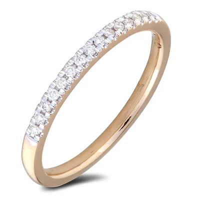 10k Yellow Gold 0.15 Cttw Round Brilliant Cut Diamonds Stackable Ring Band