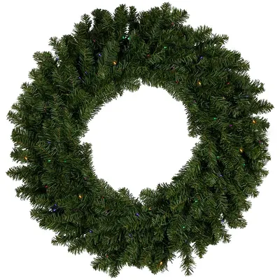 Pre-lit Battery Operated Canadian Pine Christmas Wreath - 30" - Multi-color Led Lights