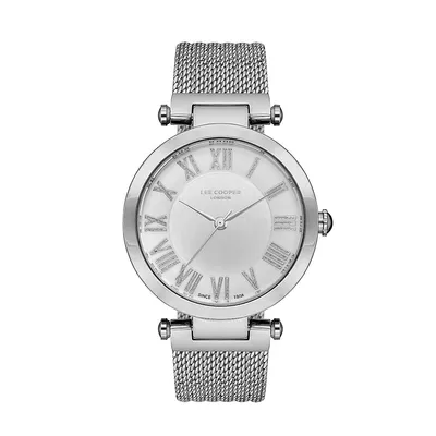 Ladies Lc07151.330 3 Hand Silver Watch With A Silver Mesh Band And A Silver Dial