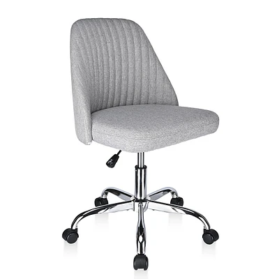 Home Office Desk Chair, Modern Linen Fabric Chair Adjustable Swivel Task Mid-back Cute Upholstered Armless Computer