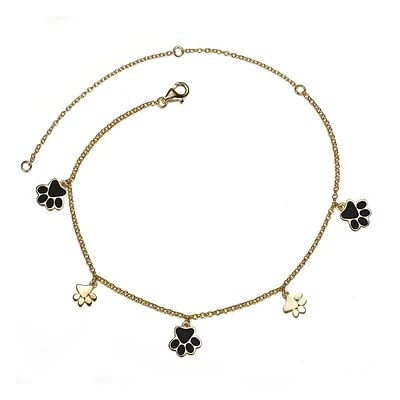 Teens 14k Gold Plated Puppy Paw Dangle Charm Anklet