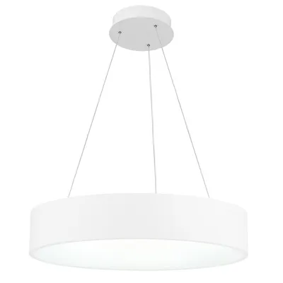 Arenal Led Drum Shade Pendant With White Finish