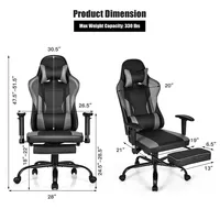 Gaming Chair Racing High Back Office Chair W/ Footrest Black