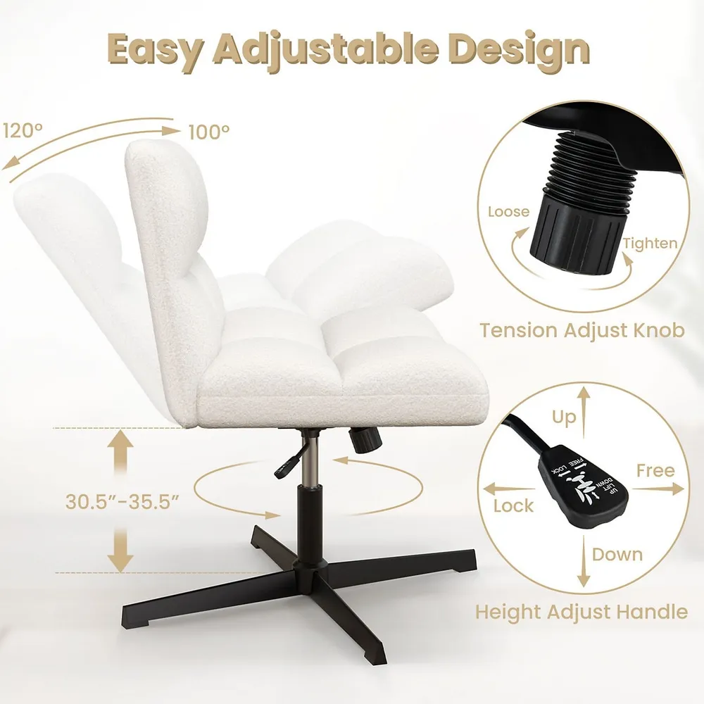 Costway Mid Back Armless Office Chair Adjustable Swivel Fabric Task Desk  Chair