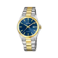 Classic Metal Stainless Steel Watch In Two Tone