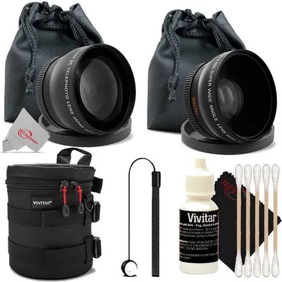 40.5mm Wide Angle Lens & Telephoto Lens + Lens Cap Holder + Lens Case + Cleaning Kit