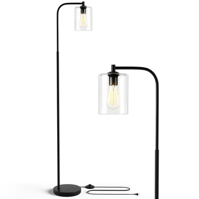 Modern Standing Pole Floor Lamp W/ Glass Shade Indoor