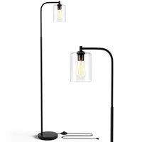 Modern Standing Pole Floor Lamp W/ Glass Shade Indoor