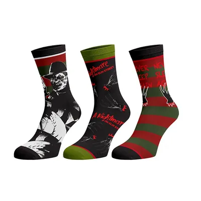 A Nightmare On Elm Street Freddy Krueger Adult Crew Socks 3 Pair Set