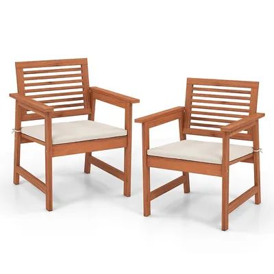 Outdoor Dining Chair Patio Solid Wood Chairs With Comfortable Cushions