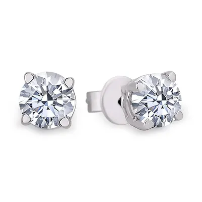 10k White Gold 0.63 Cttw Canadian Certified Diamond Solitaire Stud Earrings