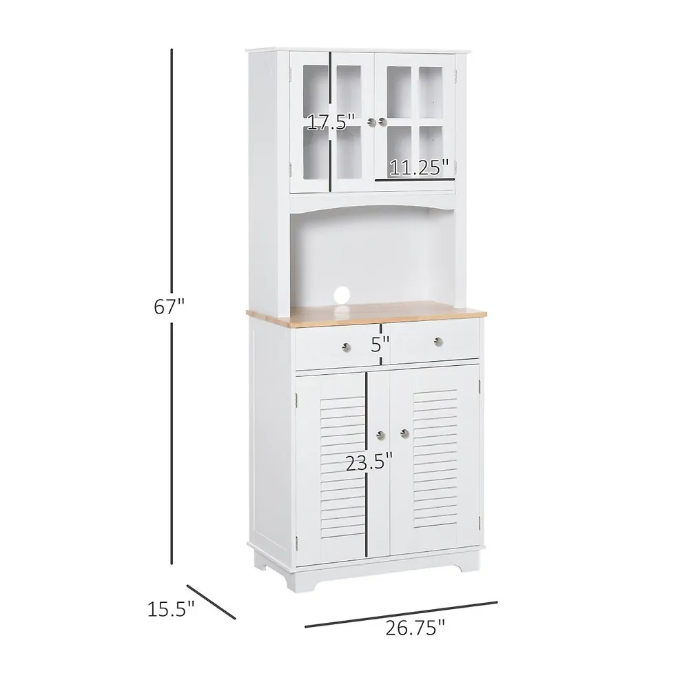 67''h Kitchen Pantry With Microwave Counter