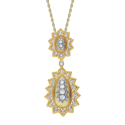 White Gold And 14k Yellow Gold Plating With Cubic Zirconia Pendant Necklace