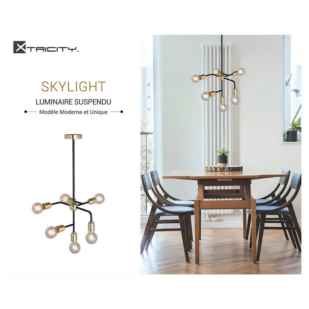 6-light Pendant, 14.2'' Width, From The Skylight Collection, Gold