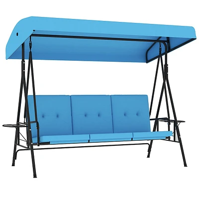 3-seat Patio Swing Chair With Adjustable Canopy And Tray