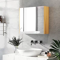 Bathroom Wall Cabinet Mirror Cabinet With 3 Glass Doors