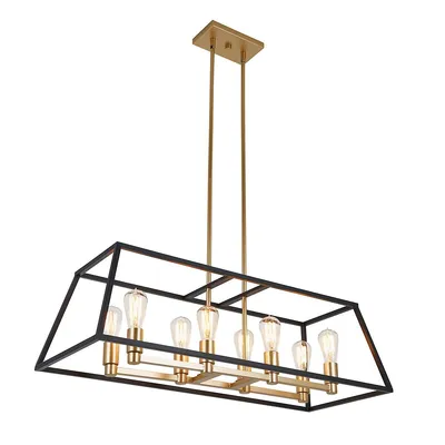 Carter Modern Mid-century Chandelier, Black And Gold