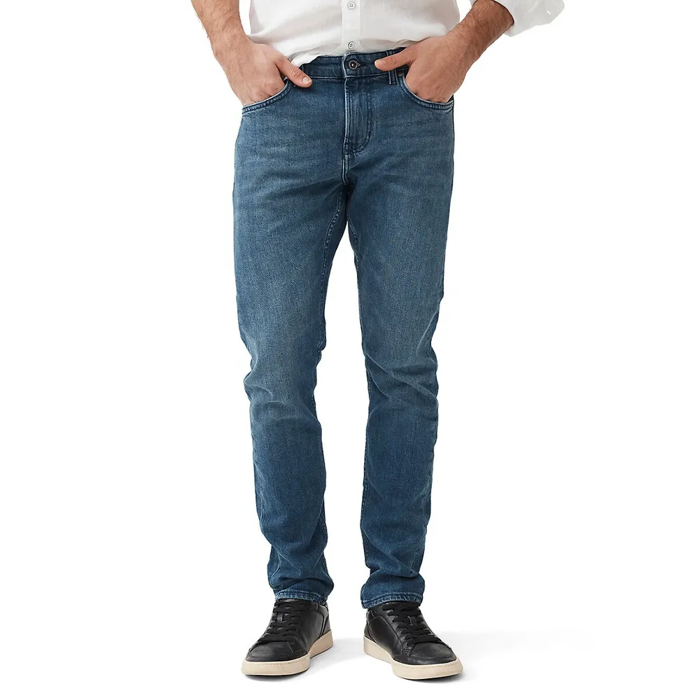 BOSS - Slim-fit jeans in stonewashed gray Italian stretch denim