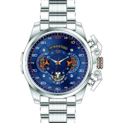 Men's Lc07426.390 Chronograph Silver Watch With A Silver Metal Band And A Blue Dial