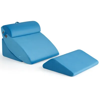 4 Pcs Bed Wedge Pillow Incline Head Support Rest Memory Foam Blue