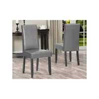 Grey Bonded Leather Padded Chairs (2 Chairs)