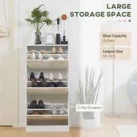 Shoe Storage Cabinet With 3 Flip Drawers Adjustable Shelves