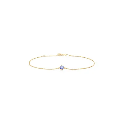 Bracelet With Tanzanite In 10kt Yellow Gold
