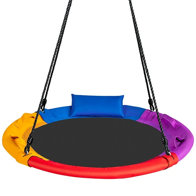 GYMAX 40 Flying Saucer Round Tree Swing Kids Play Set W/ Adjustable Ropes Outdoor