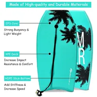 Goplus 33'' Lightweight Super Bodyboard Surfing W/leash Ixpe Deck Eps Core Boarding