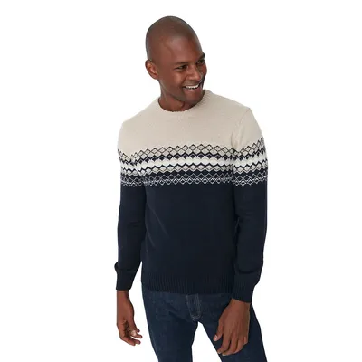 Male Slim Fit Basic Crew Neck Woven Sweater