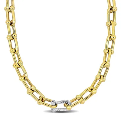 3/5ct T.w. Diamond U Ball Link Necklace In 14k Yellow Gold - 16 In.