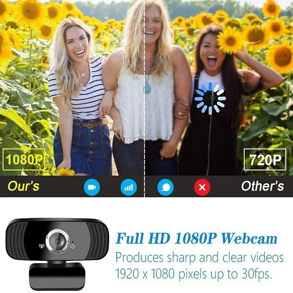 1080P Full HD USB Webcam for PC Desktop & Laptop Web Camera with Microphone  Full HD