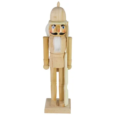 15" Unfinished Paintable Wooden Christmas Nutcracker With Rifle
