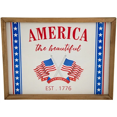 America The Beautiful Patriotic Framed Wall Sign - 15.75"