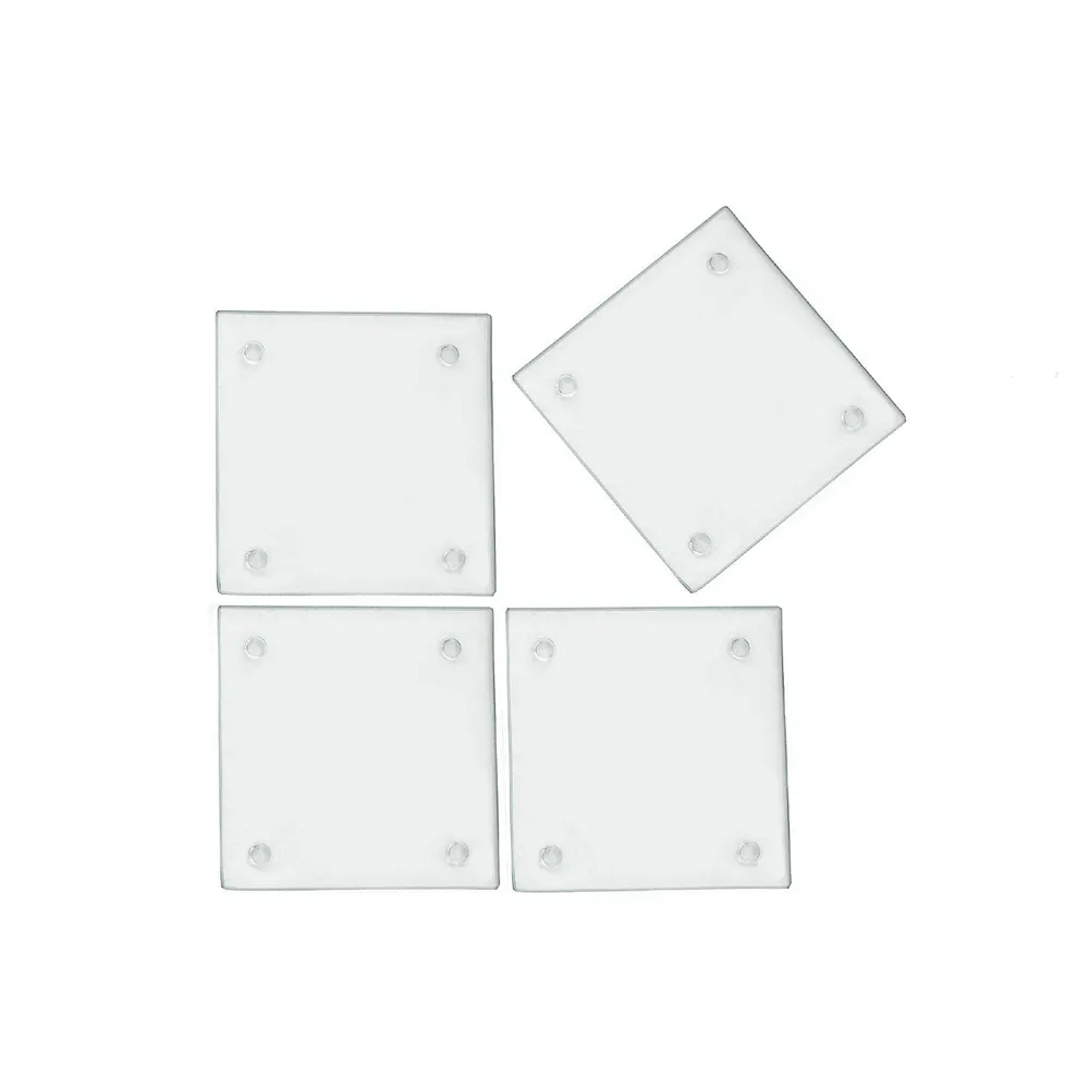 4 Pc Square Glass Coasters (clear)