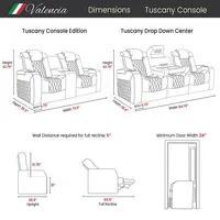 Tuscany Top Grain Nappa 11000 Leather Power Headrest Lumbar Recliner With Ambient Led Lighting And Dropdown Center Console