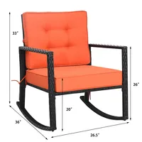 Patio Rattan Rocker Chair Outdoor Glider Wicker Rocking Chair Cushion Lawn Deck