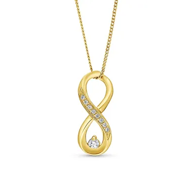 14k Yellow Gold 0.15 Ctw Canadian Diamond Infinity Pendant With Chain
