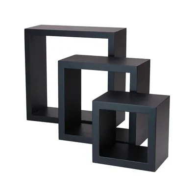 Set Of 3 Square Wooden Shelves