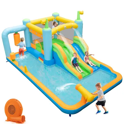 Inflatable Water Slide Giant Kids Bounce House Park Splash Pool With 750w Blower