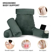 Memory Foam Reading Bed Rest Pillow with Arm Support, Neck Support Pillow with Cylindrical Pillow