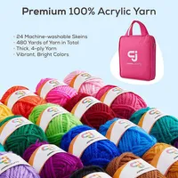 Crochet Kit W/crochet Hooks, Weaving Needles & 24 Acrylic Yarn Set, Crochet Starter Kit