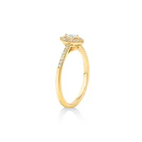0.20 Carat Tw Marquise Cut Diamond Halo Promise Ring In 10kt Yellow Gold