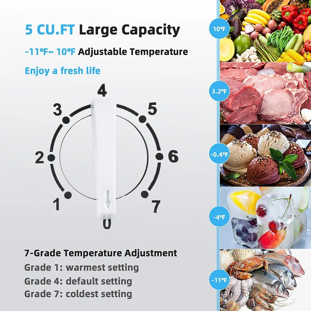 Costway 5 Cubic Feet Chest Freezer w/Removable Storage Basket Deep Freezer