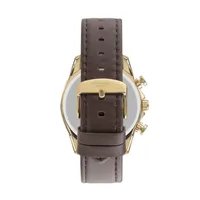Men's Lc07398.262 Chronograph Yellow Gold Watch With A Brown Leather Strap And A Grey Dial
