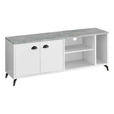 Tv Stand 60"l White Grey Cement-look Top