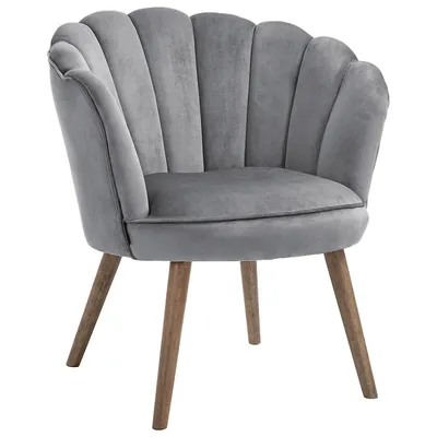 Velvet-touch Fabric Club Chair With Wood Legs