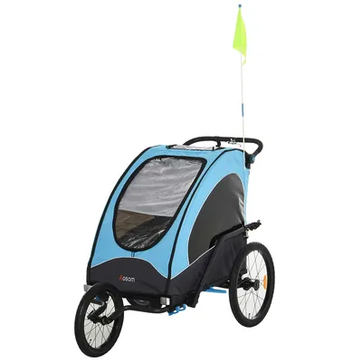 Child Bike Trailer 3 In1 Foldable Jogger Stroller 2-seater Baby
