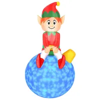 5 Foot Inflatable Elf On Ornament With Led Lights